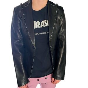 Banana Republic Leather Stitch Detail Moto Blazer/Jacket fit XS